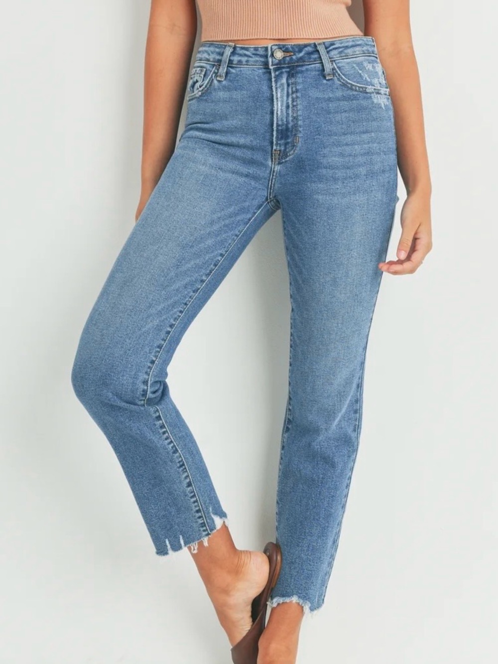 Just Black Denim Vintage Straight Leg Jeans — Size 31 — Frayed Hem 27” Inseam - Picture 2 of 14
